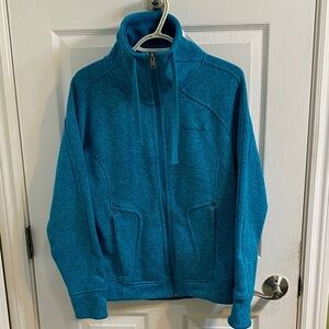 Avalanche Blue Full Zip Fleece Knit Funnel Neck Sweater Jacket Women’s Medium